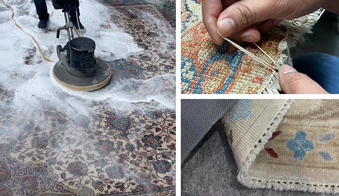 collage of different rug services
