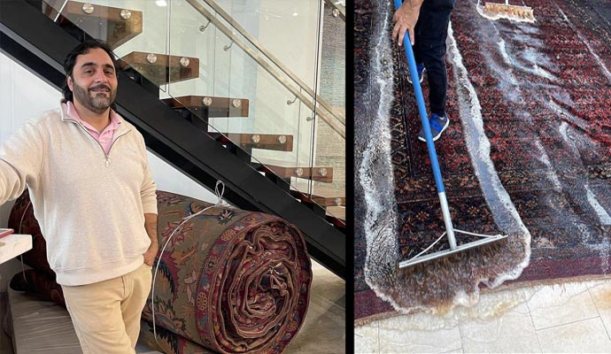 After cleaning rug, ready for delivery